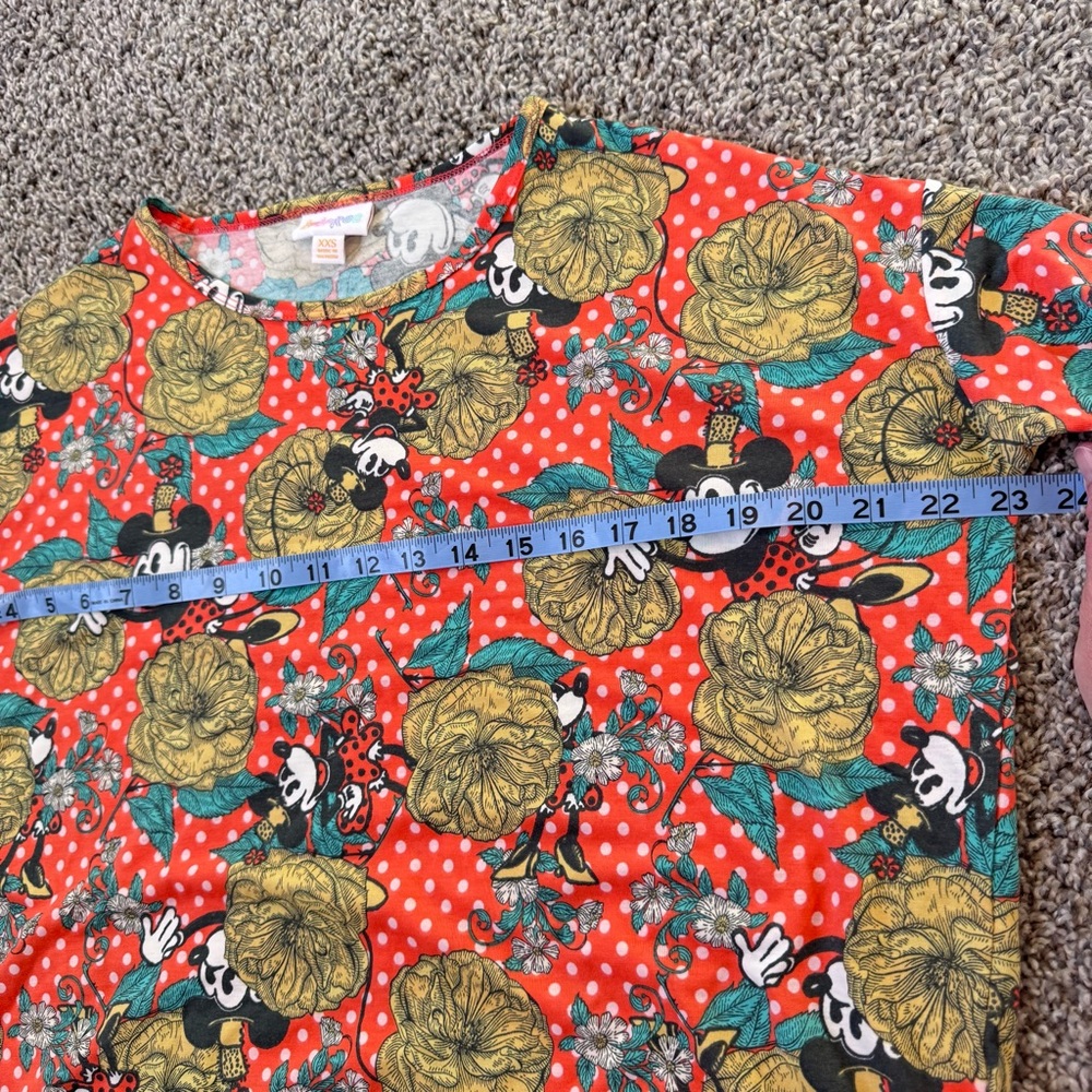 NWT LuLaRoe Irma Disney Minnie Mouse Polka Dot Print Tunic Top Women's Size XXS - Picture 5 of 8